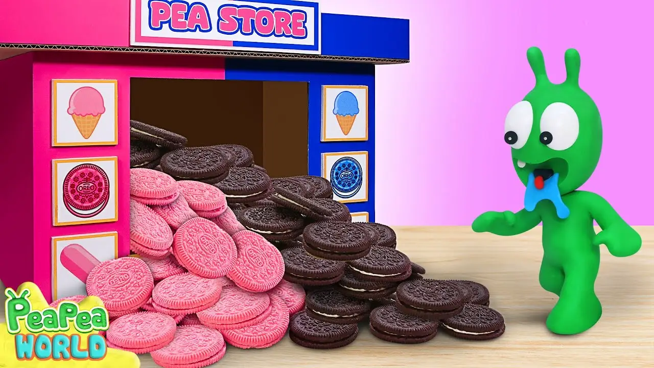 Pea Pea Explore Black Pink Oreo Vending Machine π© Cartoon For Kids π Pea Pea World