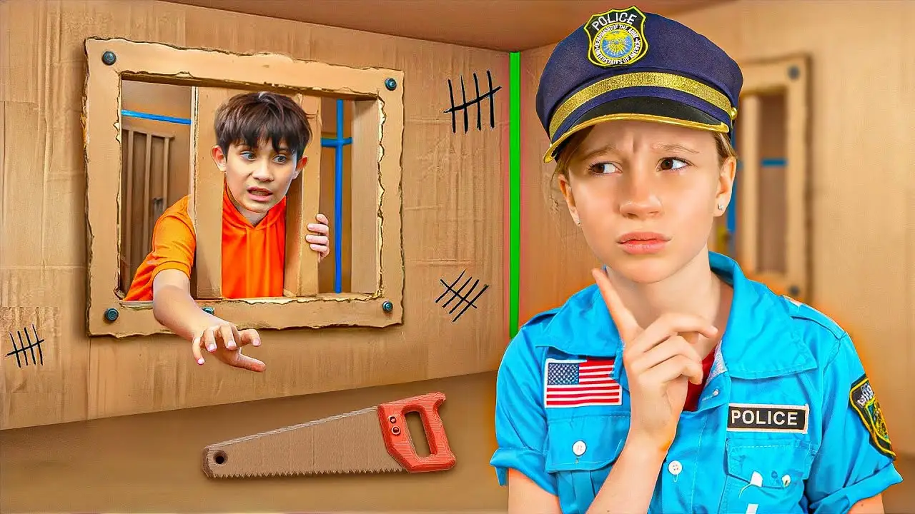 Nastya and Escape from CARDBOARD PRISON Challenge