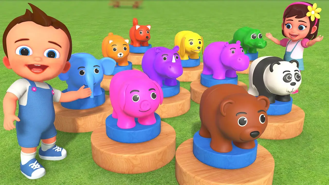 Learn Colors & Animal Names with Baby | Matching Puzzle Toy Educational Video 4K